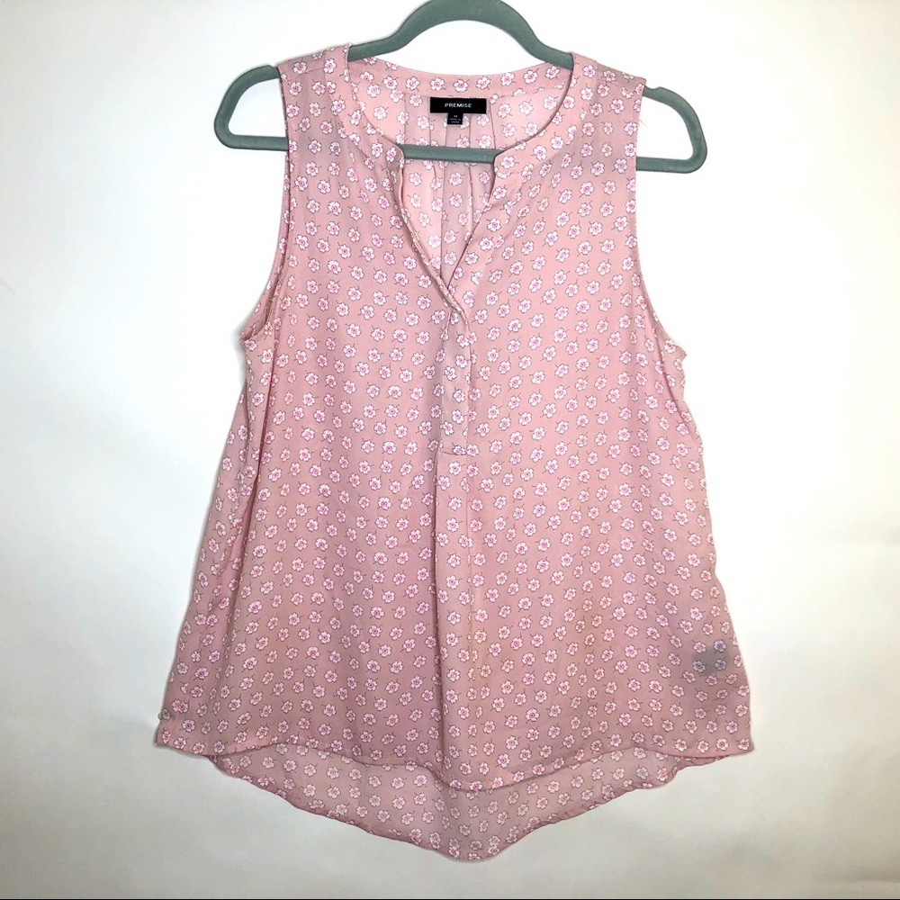 PREMISE sleeveless blouse dusty pink color sheer round neck M